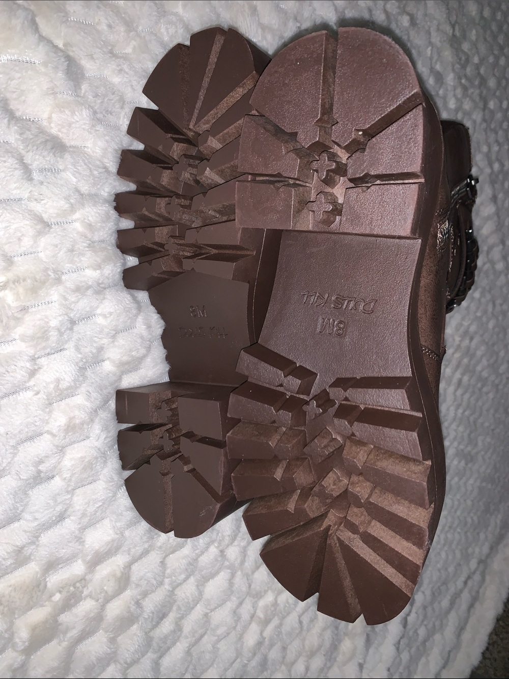 Dolls Kill Darker Wavs Brown Warp Bullet Combat Boots, Size 8, NWOB - Picture 5 of 7
